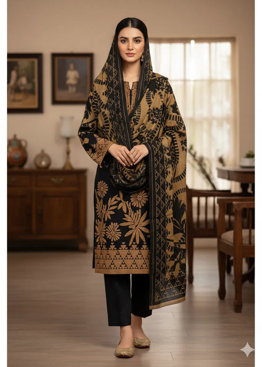 PERSIAN PALACHI WOOL WINTER 3PC SUIT WITH PALACHI SHWAL LPW-01