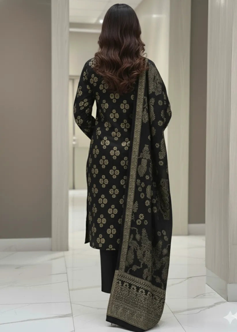 PERSIAN PALACHI WOOL WINTER 3PC SUIT WITH PALACHI SHWAL (Olive Green) EFD-03