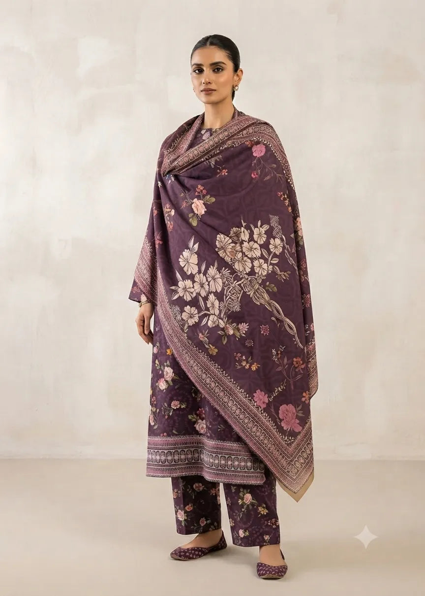 VISCOSE LINEN DIGITAL PRINTED SUIT 3 PIECE UNSTITCHED D-31