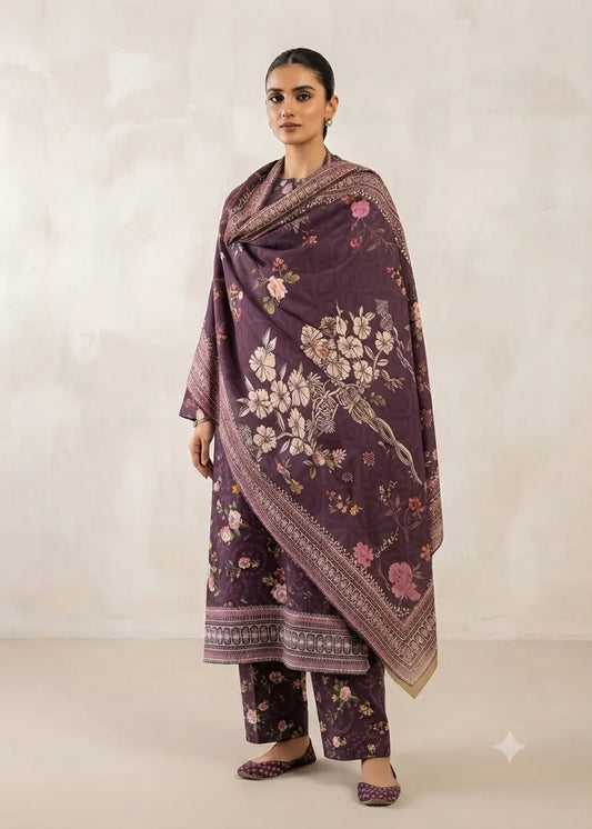 VISCOSE LINEN DIGITAL PRINTED SUIT 3 PIECE UNSTITCHED D-31