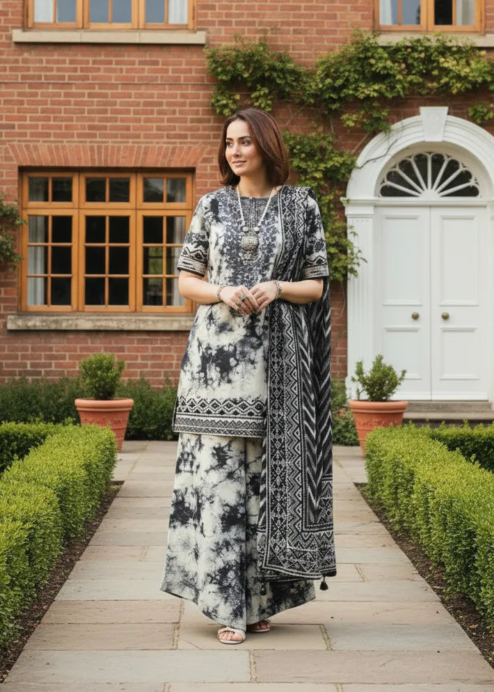 SAPPHIRE KHADDAR DIGITAL PRINTED SUIT 3 PIECE UNSTITCHED BLACK D11