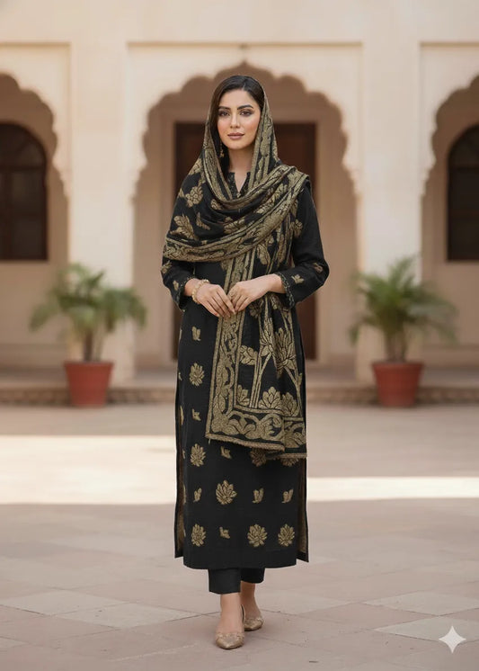PERSIAN PALACHI WOOL WINTER 3PC SUIT WITH PALACHI SHWAL EFD-09
