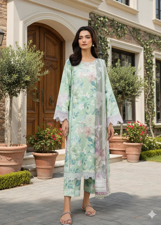 FARASHA KHADDAR DIGITAL PRINTED SUIT 3 PIECE UNSTITCHED D4