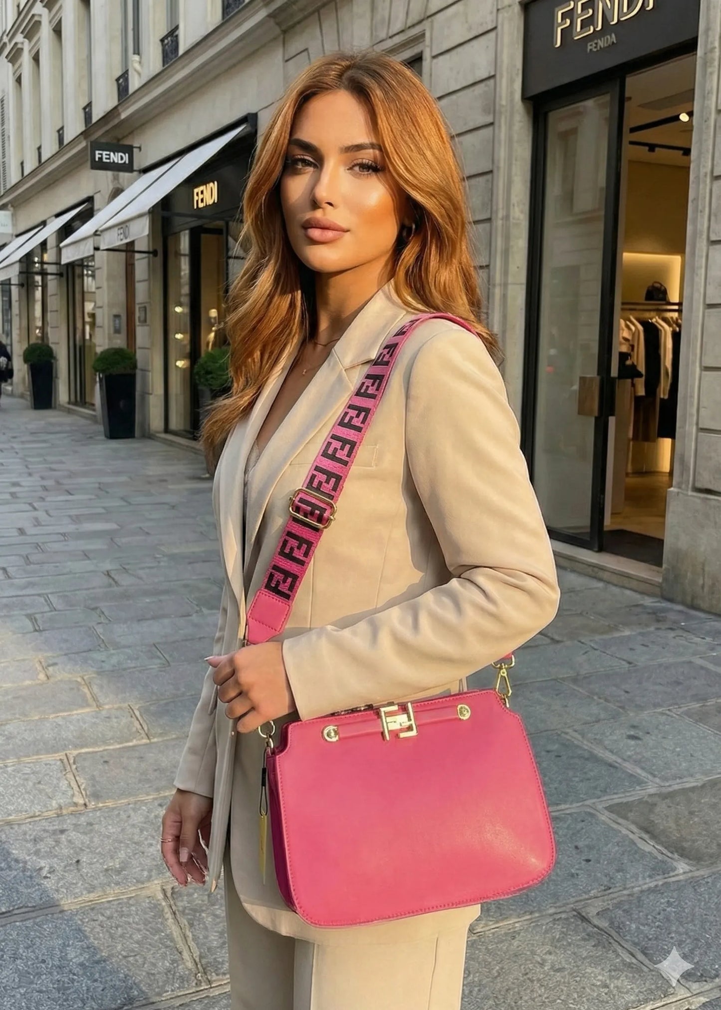 FENDI CROSSBODY SHOULDER BAG FOR WOMAN PINK COLOR