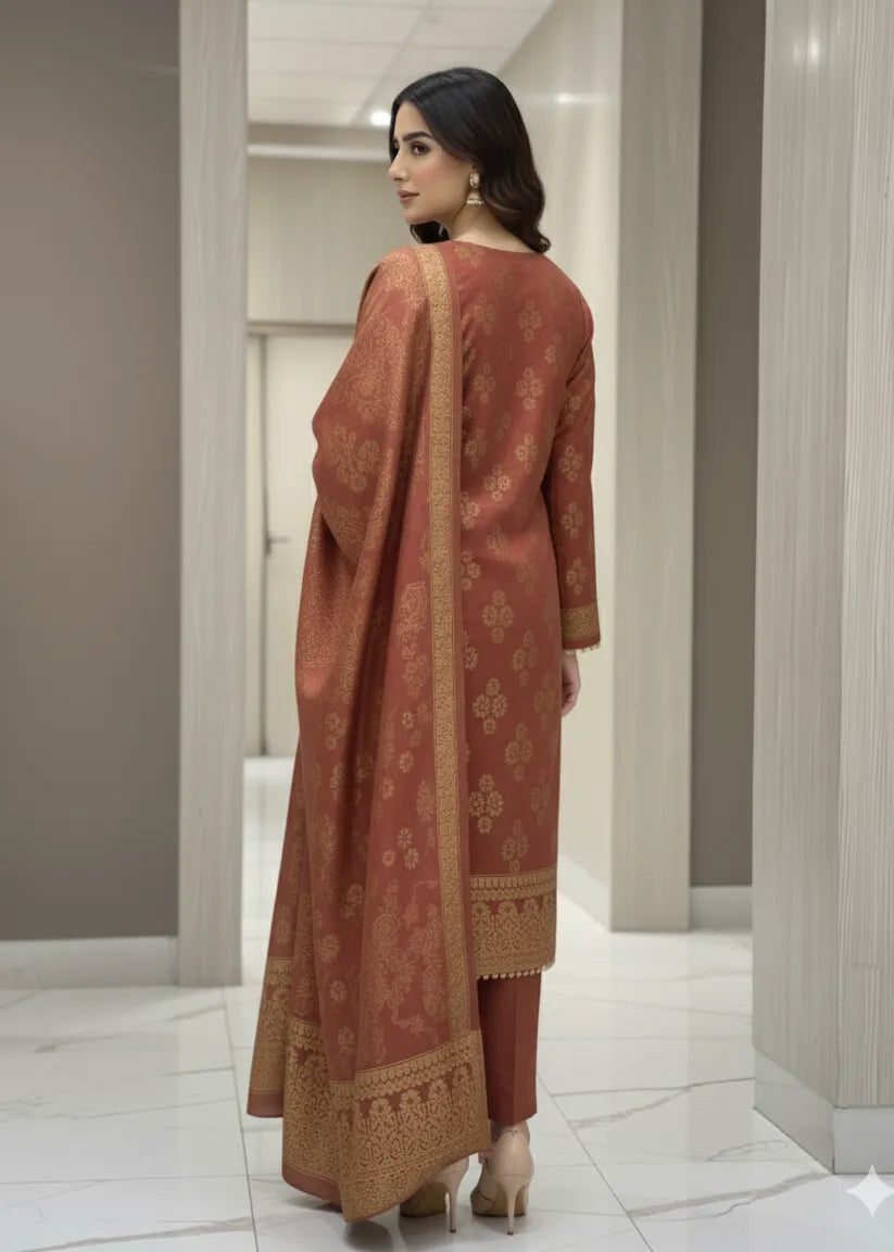 PERSIAN PALACHI WOOL WINTER 3PC SUIT WITH PALACHI SHWAL EFD-06