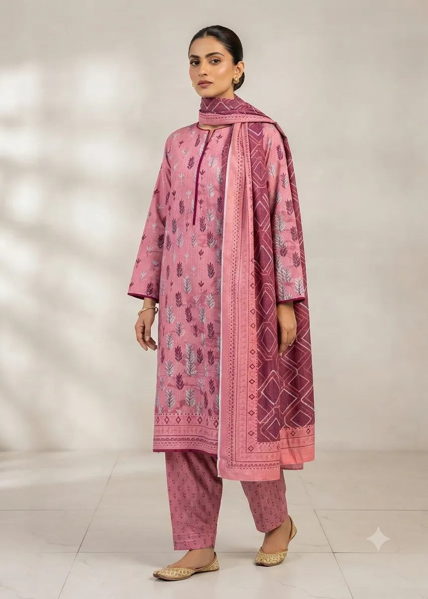 VISCOSE LINEN DIGITAL PRINTED SUIT 3 PIECE UNSTITCHED D-27