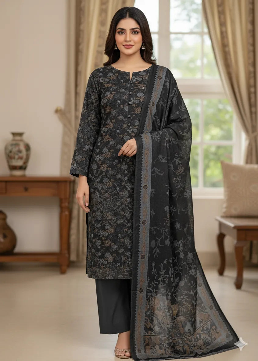 PERSIAN WOOL WINTER PRINTED 3PC SUIT (Block Color Nw)