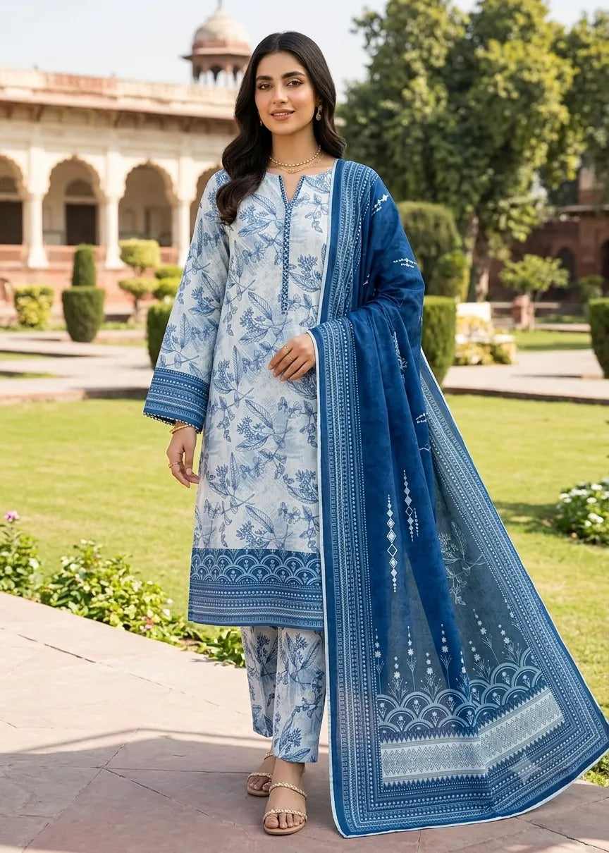 VISCOSE LINEN DIGITAL PRINTED SUIT 3 PIECE UNSTITCHED D-1