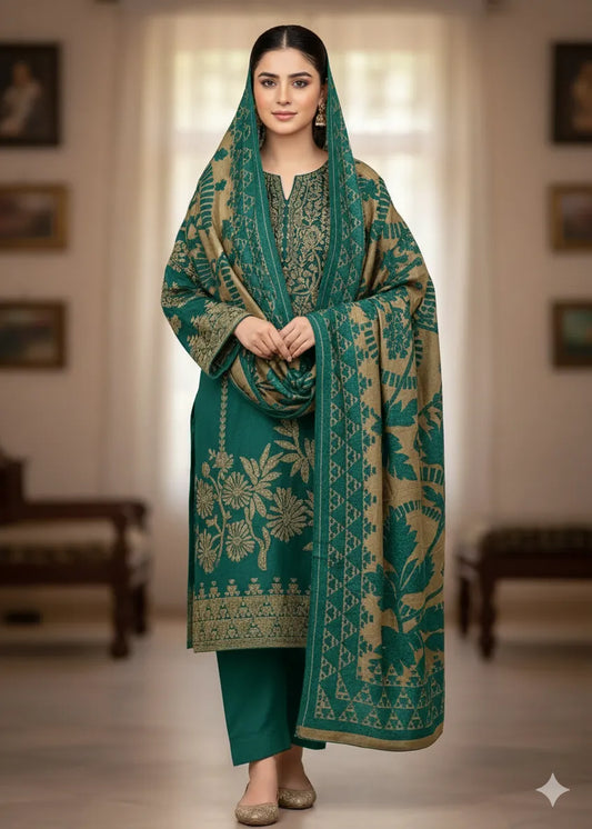 PERSIAN PALACHI WOOL WINTER 3PC SUIT WITH PALACHI SHWAL LPW-04