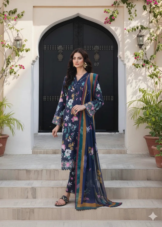 FARASHA KHADDAR DIGITAL PRINTED SUIT 3 PIECE UNSTITCHED D14