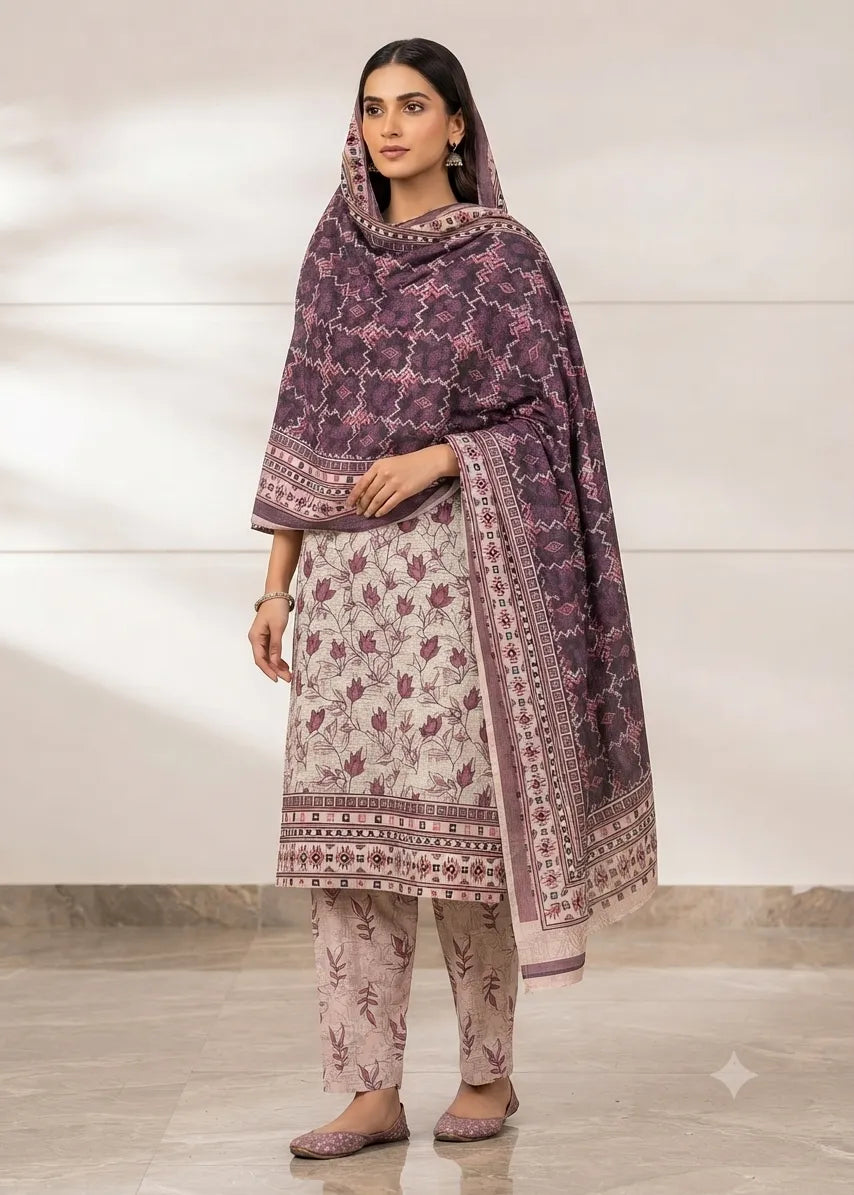VISCOSE LINEN DIGITAL PRINTED SUIT 3 PIECE UNSTITCHED D-28