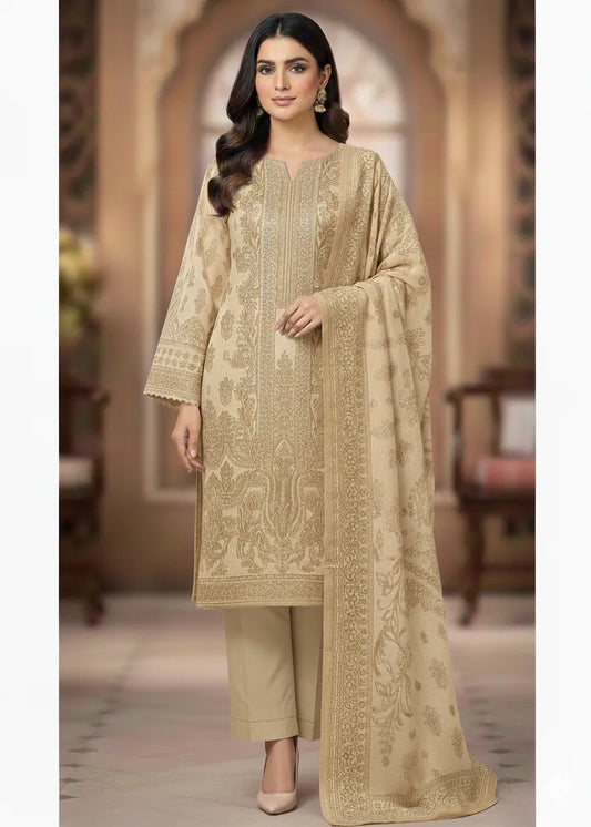 PERSIAN EMBROIDED WOOL WINTER 3PC SUIT WITH PALACHI SHWAL PW-03