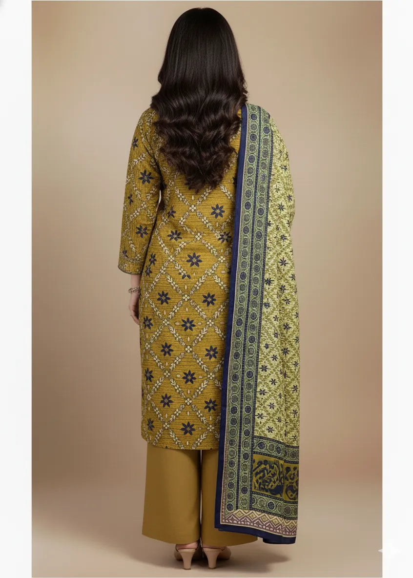 SAPPHIRE PRINTED LINEN 3PC D18