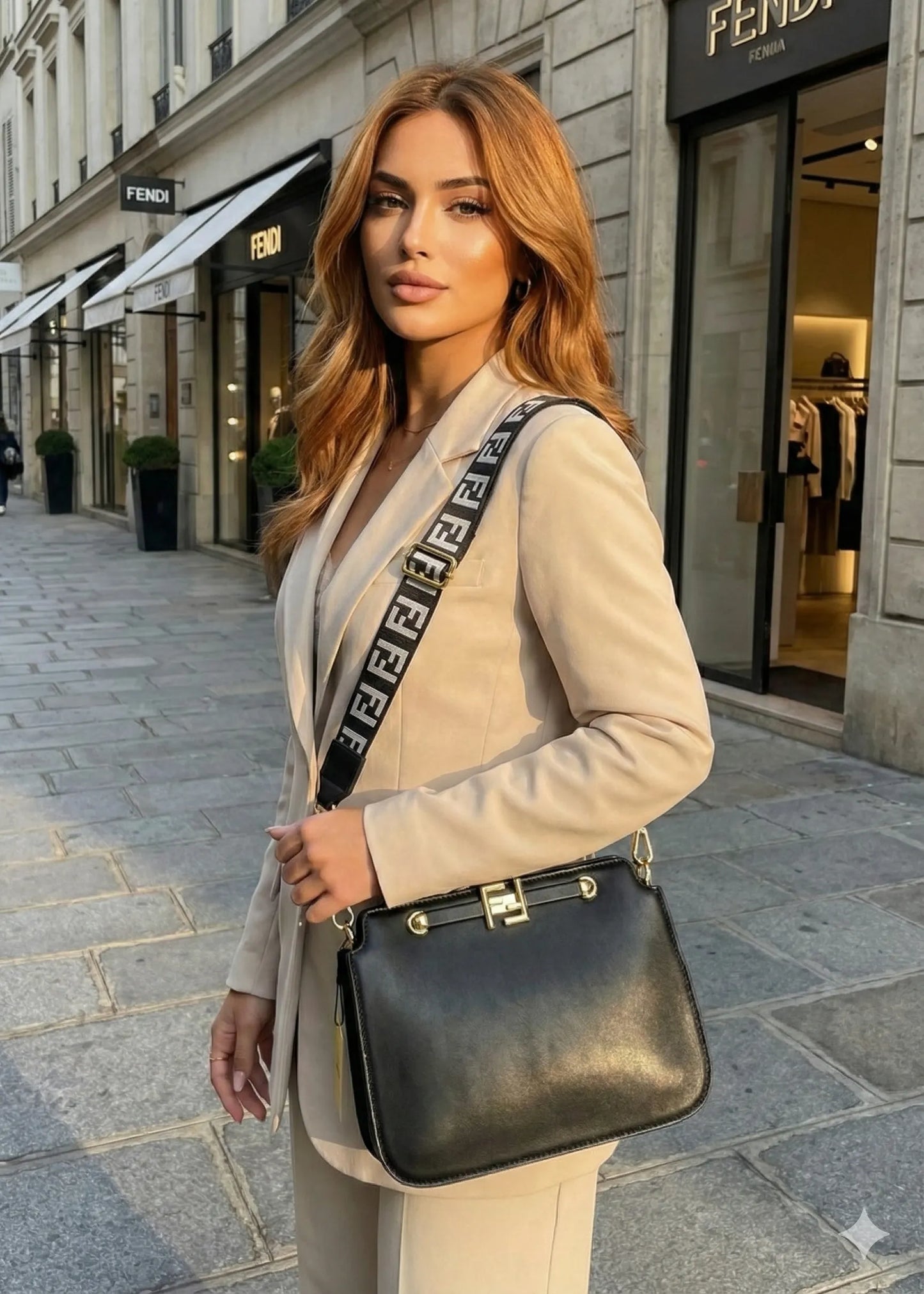 FENDI CROSSBODY SHOULDER BAG FOR WOMAN BLCAK COLOR