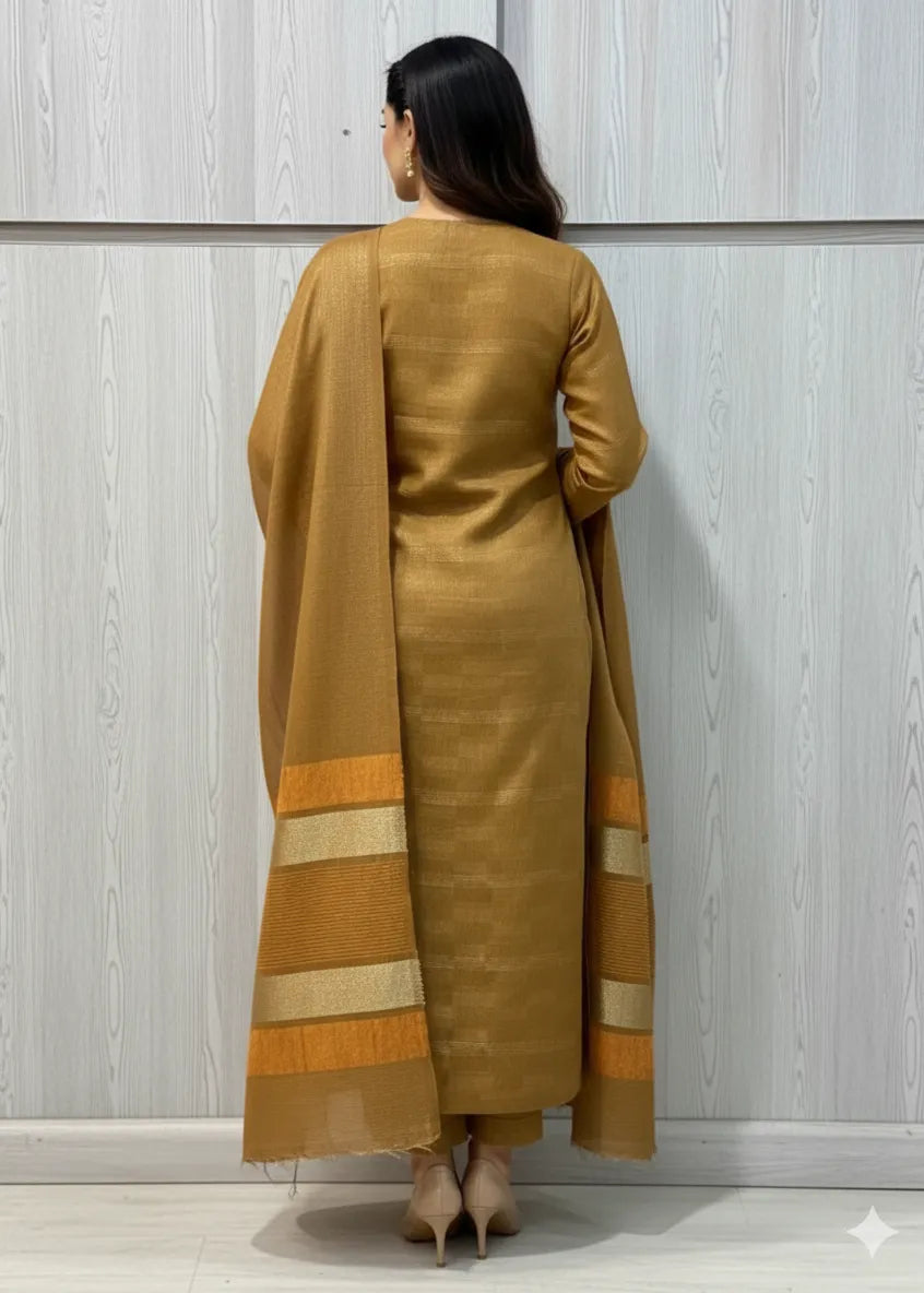 PERSIAN WOOL WINTER PRINTED 3PC SUIT (Yellow)