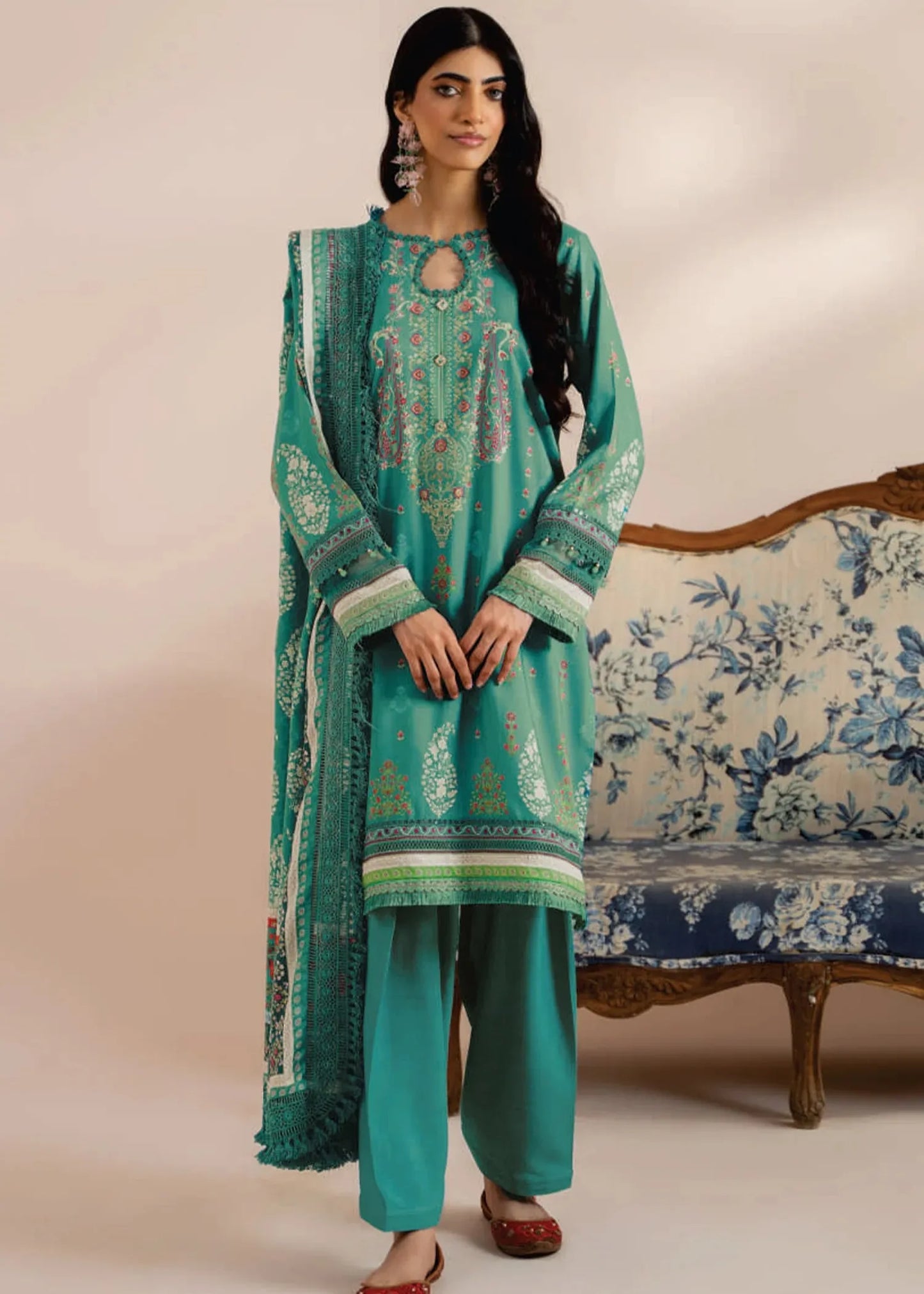 MAUSUMMERY LINEN DIGITAL PRINTED SUIT 3 PIECE UNSTITCHED AMAZONITE