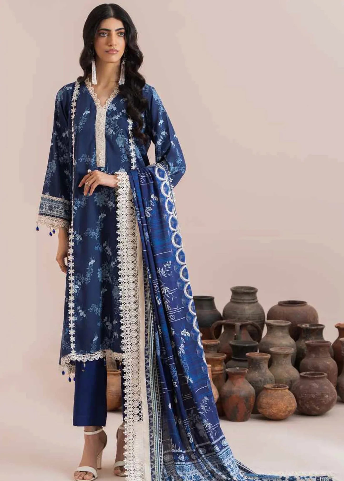 MAUSUMMERY LINEN DIGITAL PRINTED SUIT 3 PIECE UNSTITCHED SAPPHIRE