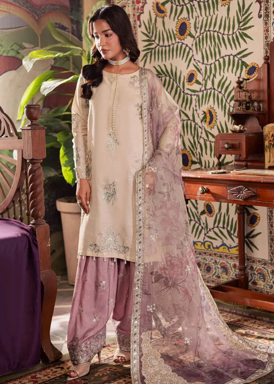 NUREH NUR MAHAL FESTIVE EMBROIDERED SILK UNSTITCHED 3PC SUIT NE-194 | ✅ 100% ORIGINAL