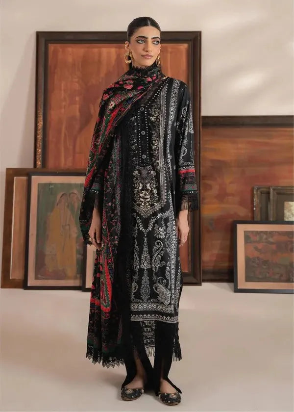 MAUSUMMERY LINEN DIGITAL PRINTED SUIT 3 PIECE UNSTITCHED NOIR