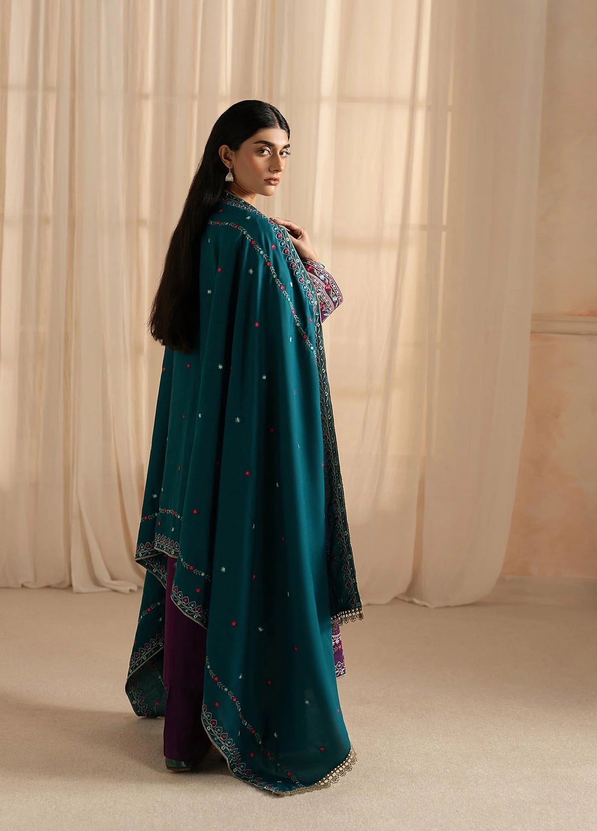 RajBari Exclusive Shawl Unstitched Embroidered Khaddar 3 Piece Suit RB26UES 11 - Winter Collection