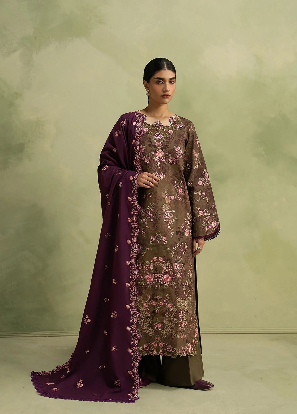 RajBari Exclusive Shawl Unstitched Embroidered Marina 3 Piece Suit RB26UES 13 - Winter Collection