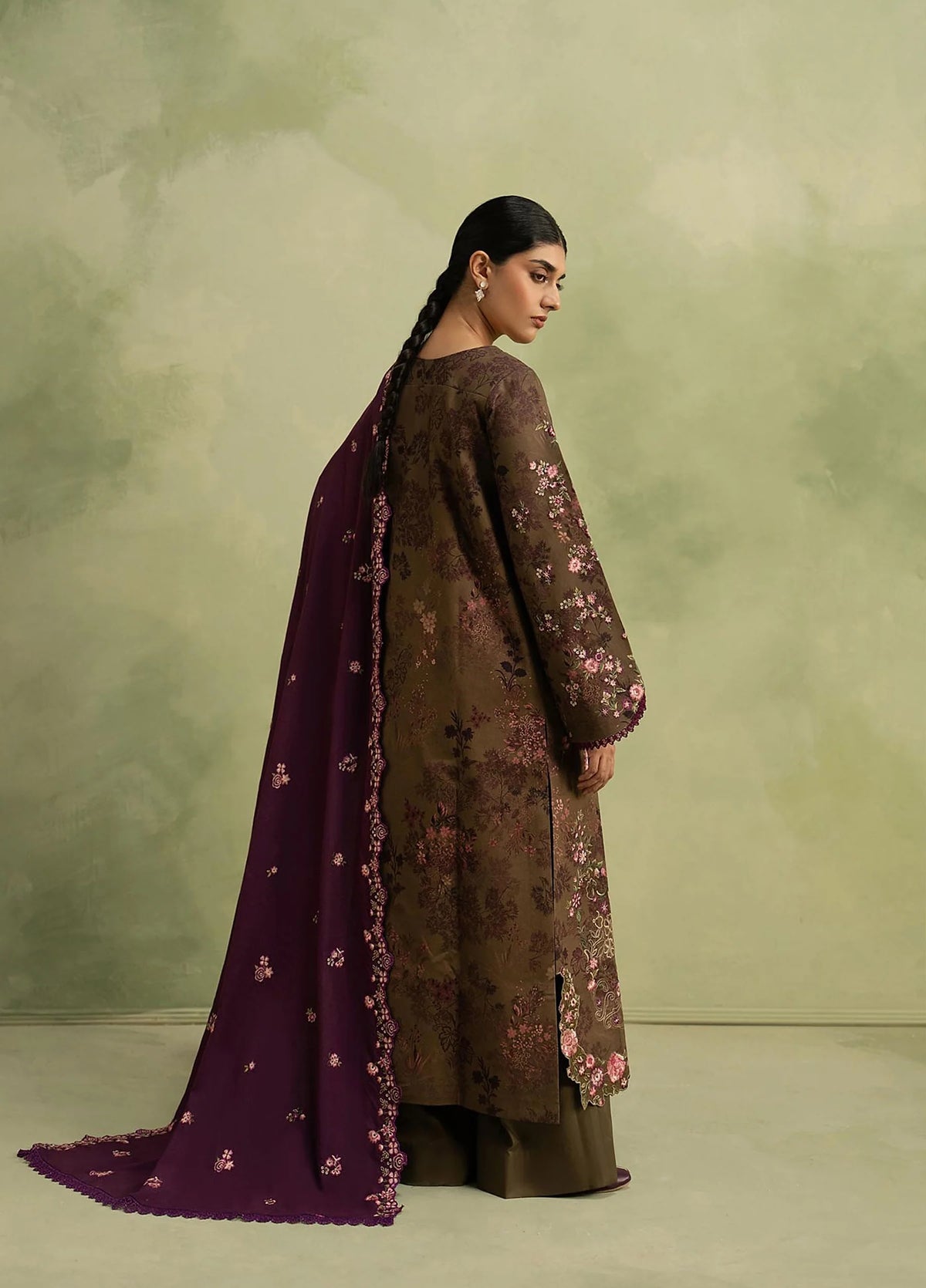 RajBari Exclusive Shawl Unstitched Embroidered Marina 3 Piece Suit RB26UES 13 - Winter Collection