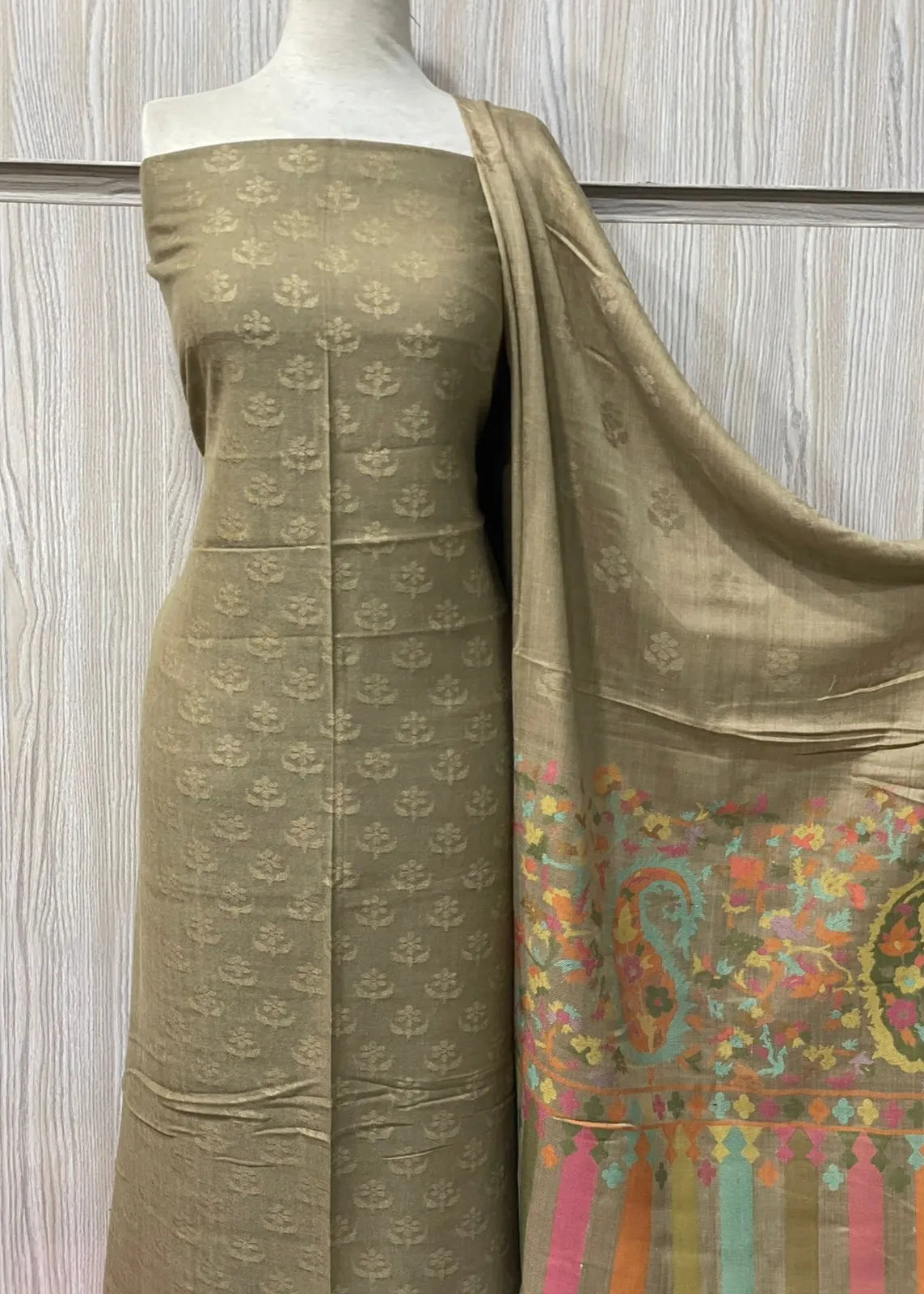 PERSIAN WOOL SWATI WINTER PRINTED 3PC SUIT (Brown)