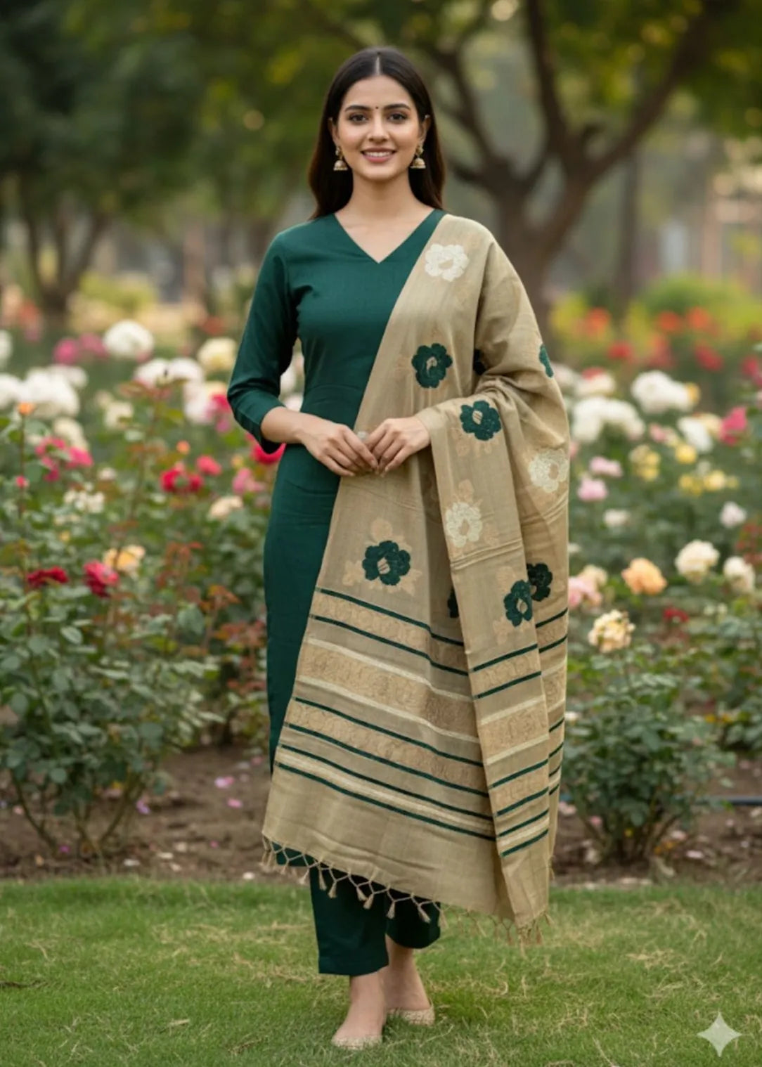 PERSIAN WOOL WINTER PRINTED 3PC SUIT WITH SWATI SHWAL (Green)