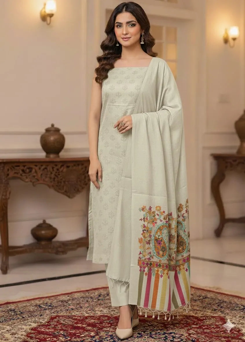 PERSIAN WOOL SWATI WINTER PRINTED 3PC SUIT (Skin)