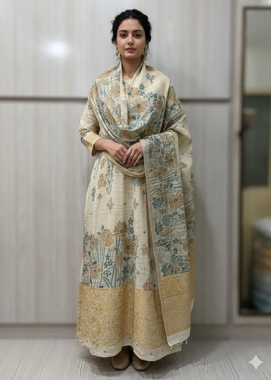 PERSIAN WOOL WINTER 3PC SUIT WITH PALACHI SHWAL (Yellow)