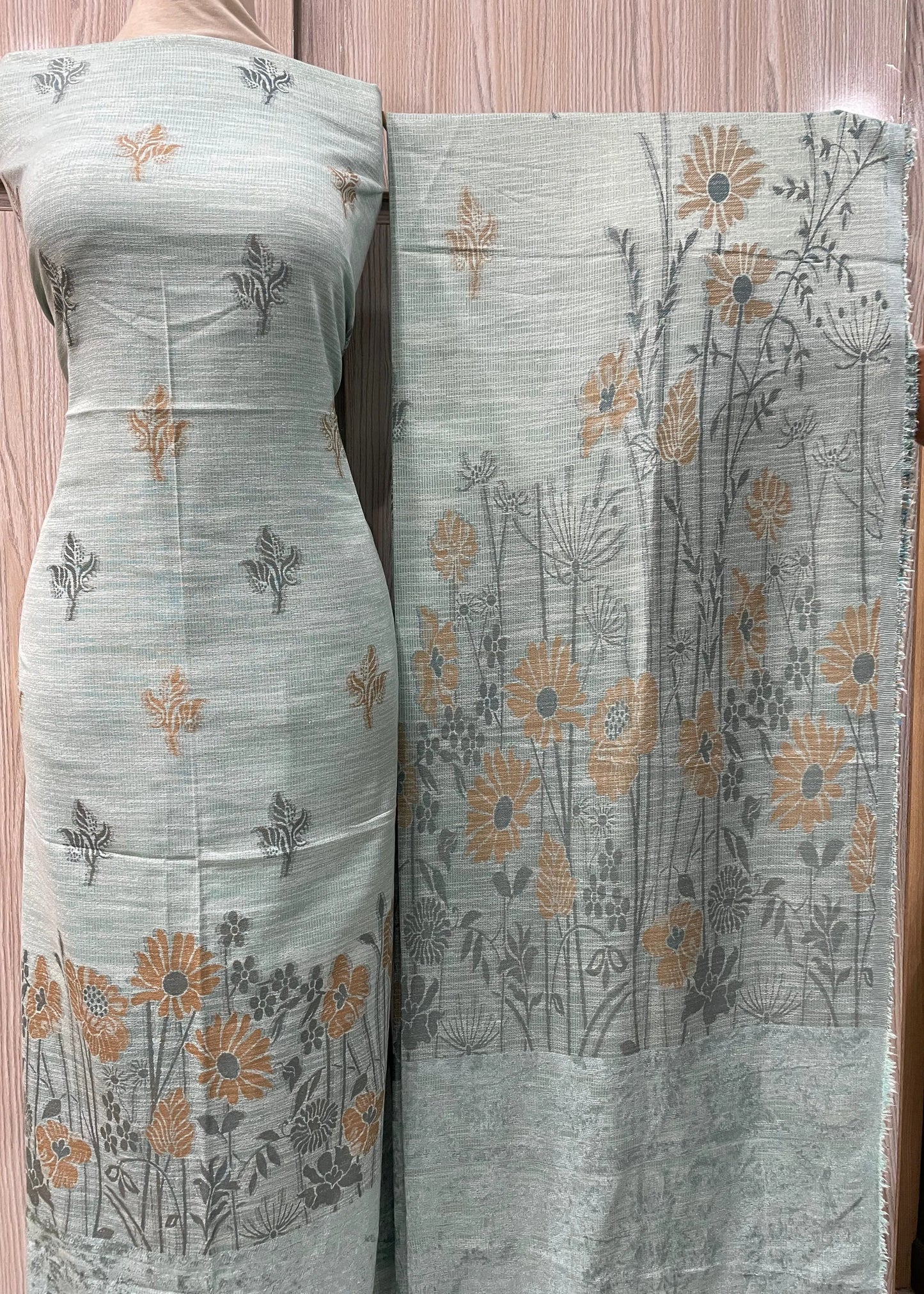 PERSIAN WOOL WINTER 3PC SUIT WITH PALACHI SHWAL (Light Ferozi)