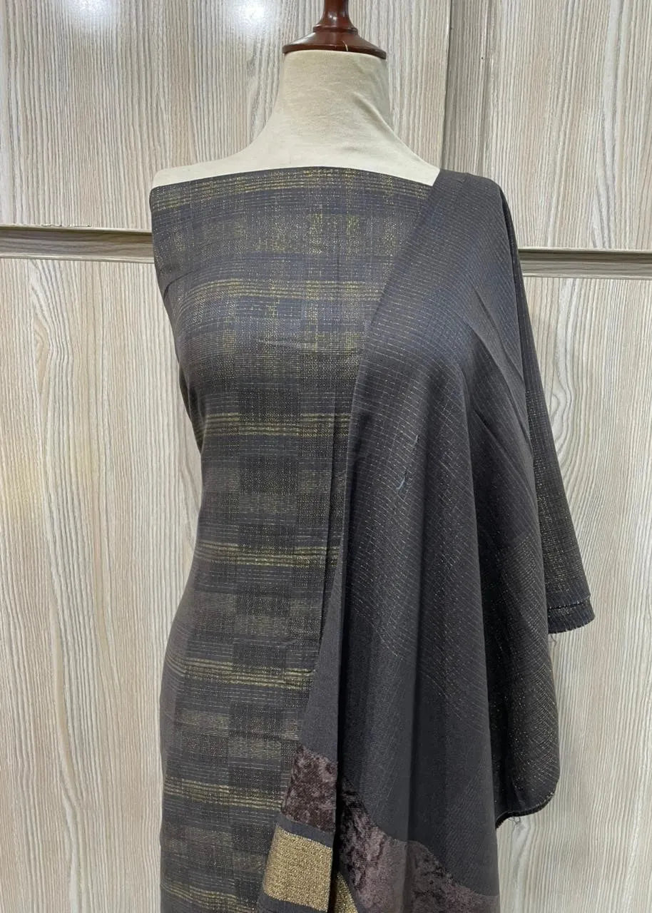 PERSIAN WOOL WINTER PRINTED 3PC SUIT (Gray)