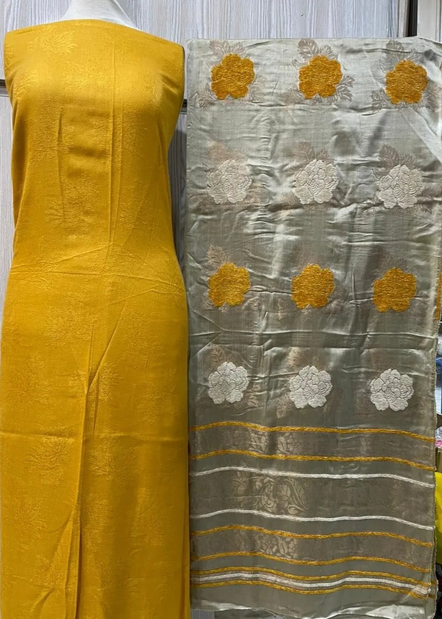 PERSIAN WOOL WINTER PRINTED 3PC SUIT WITH SWATI SHWAL (Yellow)