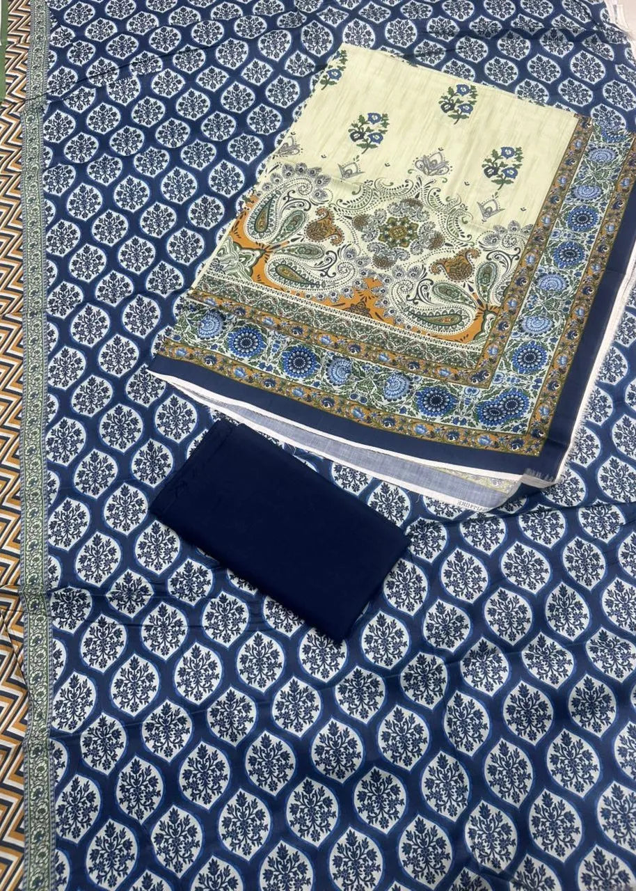 SAPPHIRE PRINTED LINEN 3PC D11