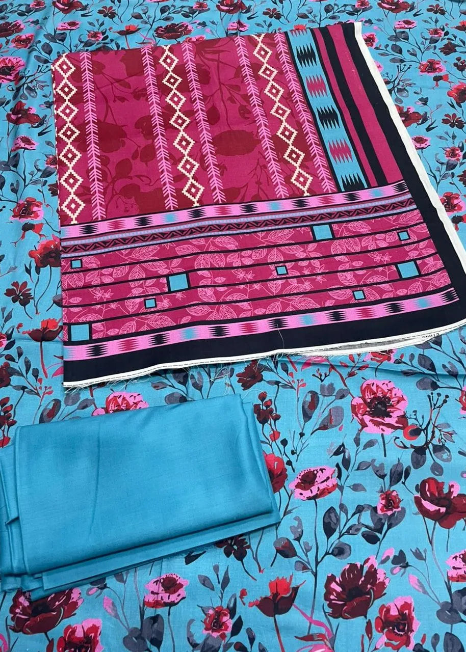 SAPPHIRE PRINTED LINEN 3PC D17