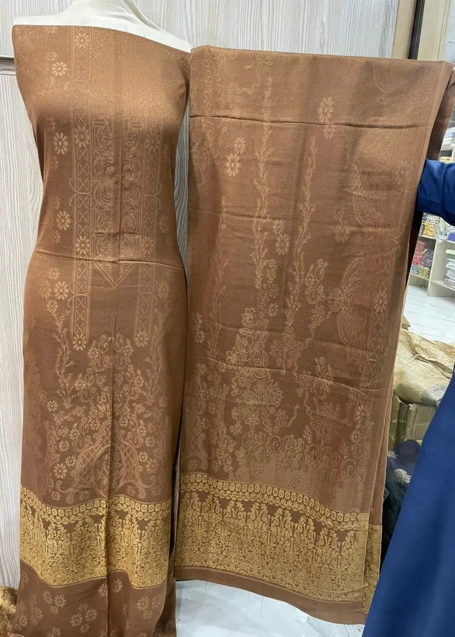 PERSIAN PALACHI WOOL WINTER 3PC SUIT WITH PALACHI SHWAL (Brown) EFD-04