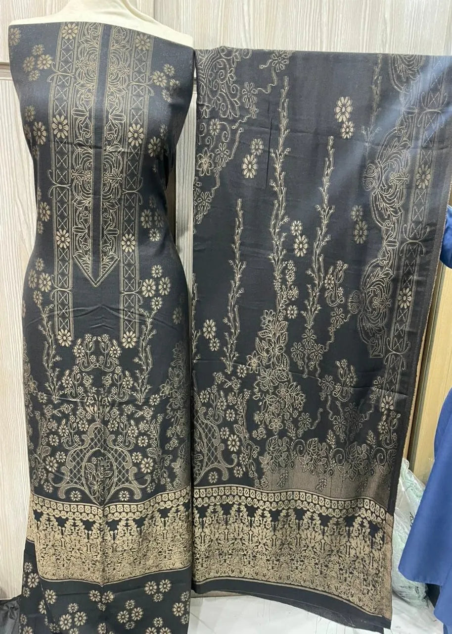 PERSIAN PALACHI WOOL WINTER 3PC SUIT WITH PALACHI SHWAL (Olive Green) EFD-03