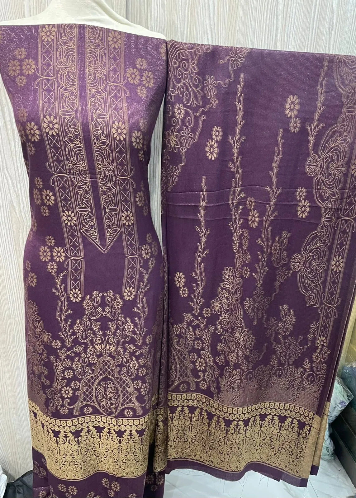 PERSIAN PALACHI WOOL WINTER 3PC SUIT WITH PALACHI SHWAL (Purple) EFD-02