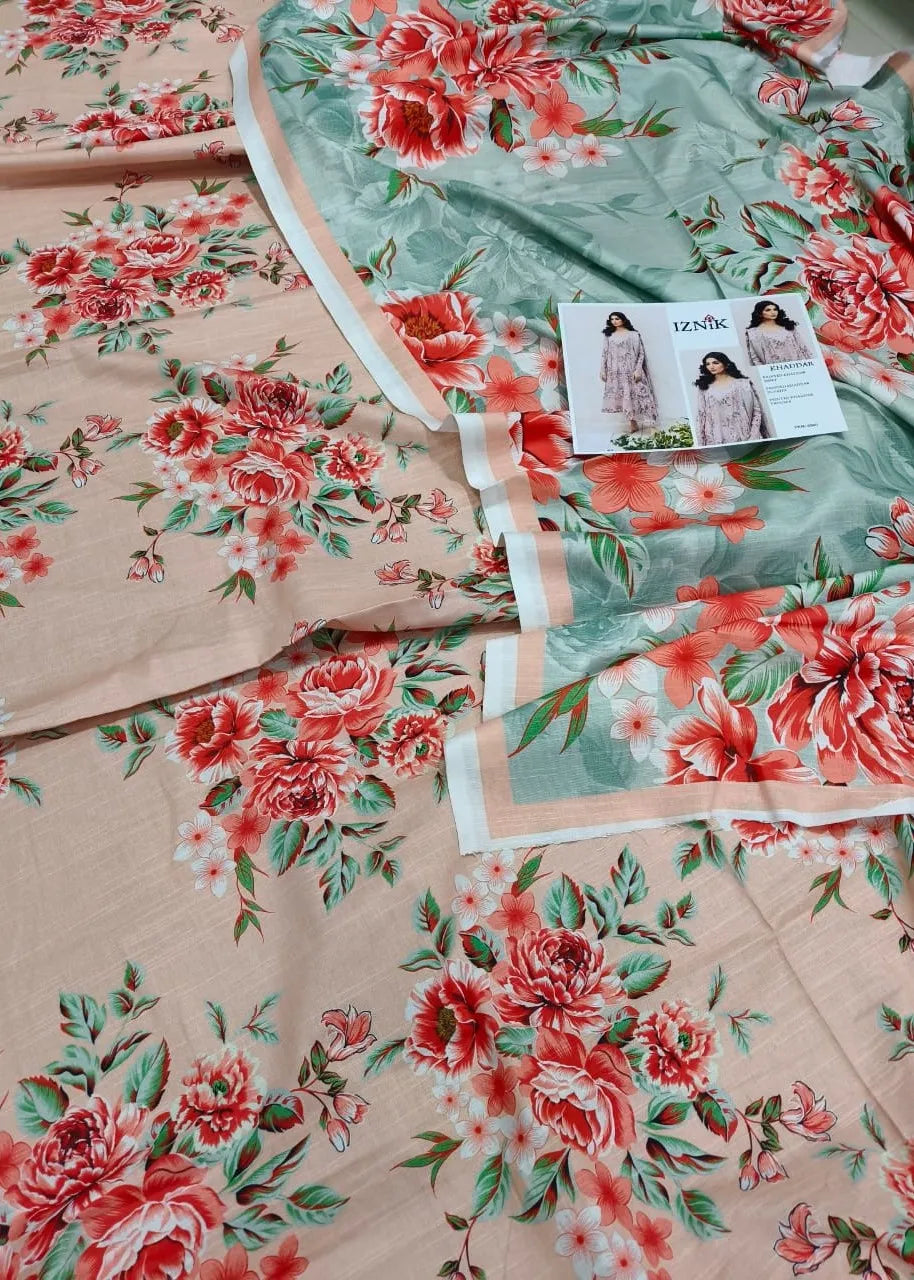 IZNIK KHADDAR DIGITAL PRINTED SUIT 3 PIECE UNSTITCHED D7