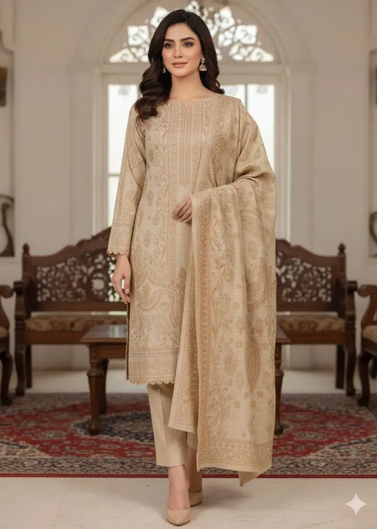 PERSIAN EMBROIDED WOOL WINTER 3PC SUIT WITH PALACHI SHWAL PW-04