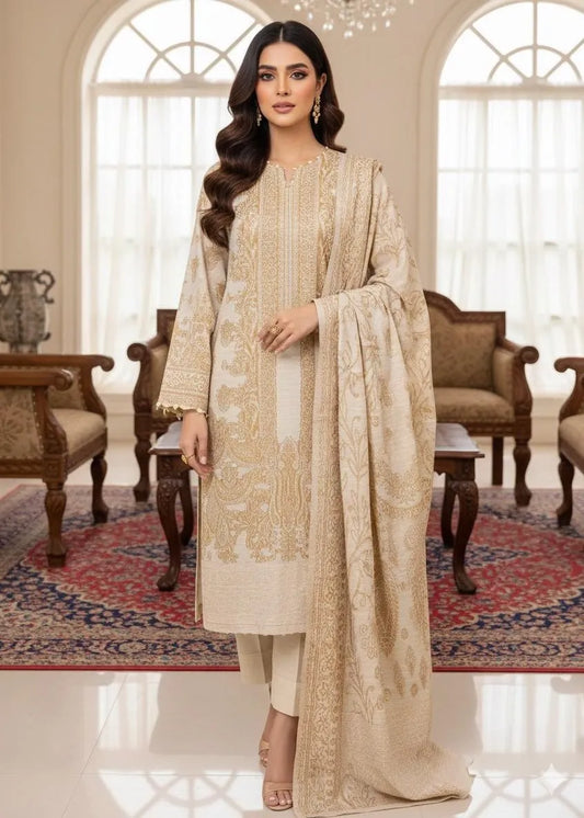 PERSIAN EMBROIDED WOOL WINTER 3PC SUIT WITH PALACHI SHWAL PW-06
