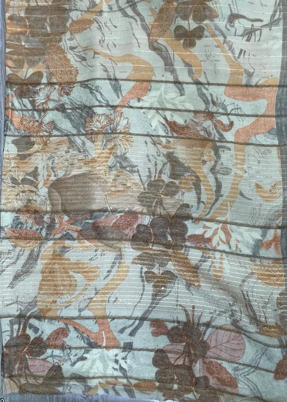 PERSIAN WOOL WINTER PRINTED 3PC SUIT (Dark Peach and White)