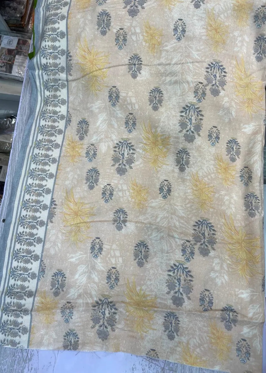 PERSIAN WOOL WINTER PRINTED 3PC SUIT (Peach Shawl)