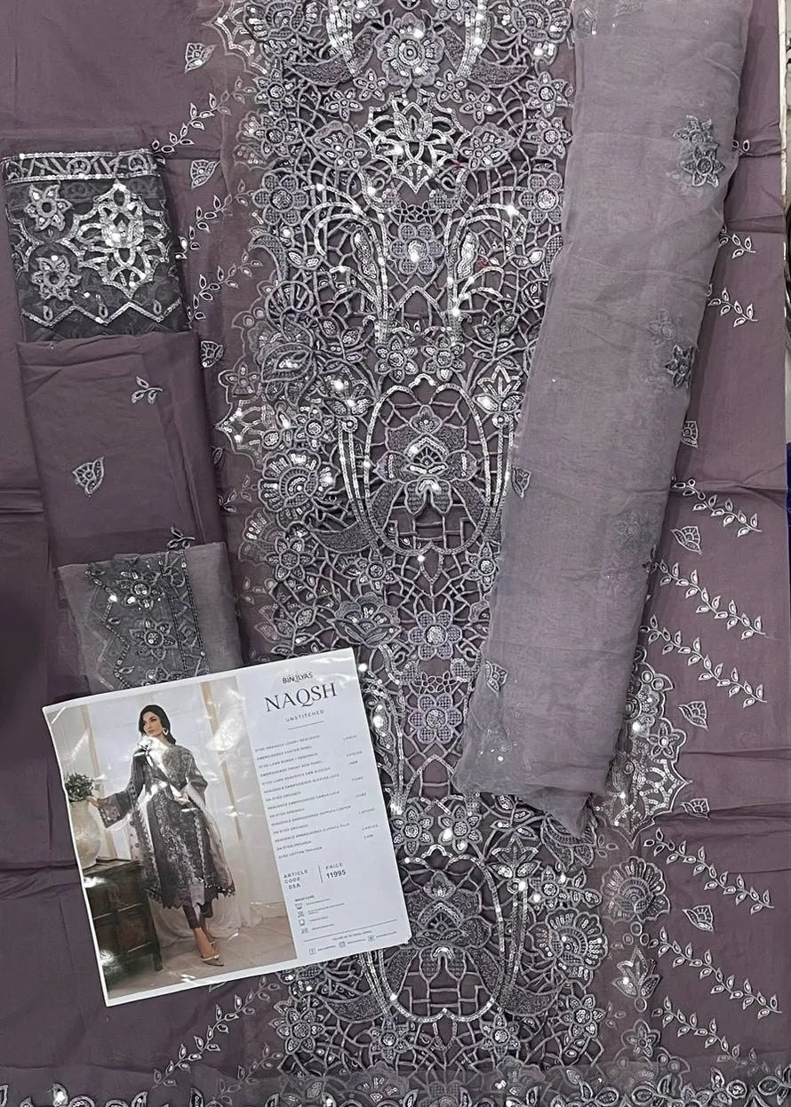 NAQSH BY BIN ILYAS EMBROIDERED 3PC SUIT 05A  | ✅ 100% Original