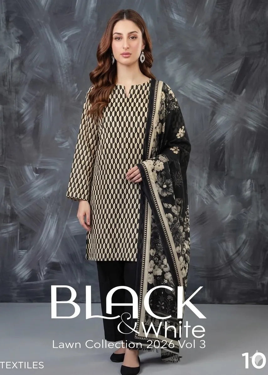 BLACK AND WHITE LAWN COLLECTION VOLUME 3 D-10