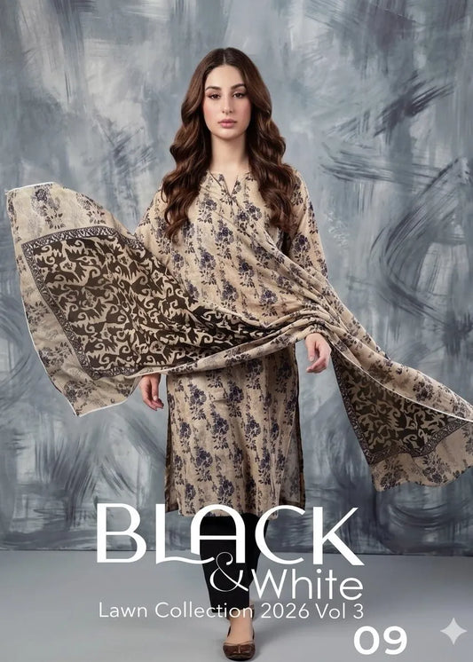 BLACK AND WHITE LAWN COLLECTION VOLUME 3 D-09
