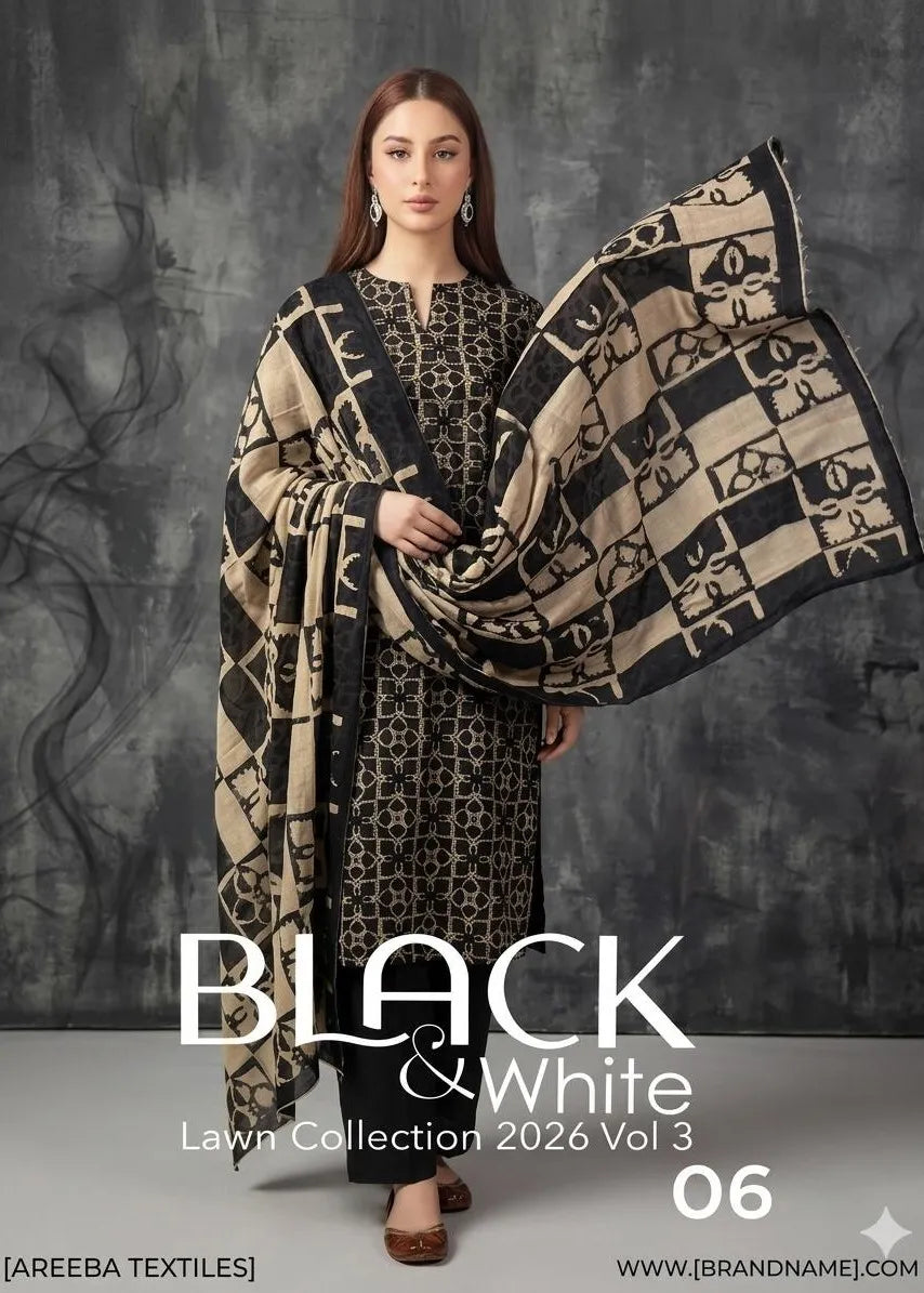 BLACK AND WHITE LAWN COLLECTION VOLUME 3 D-06