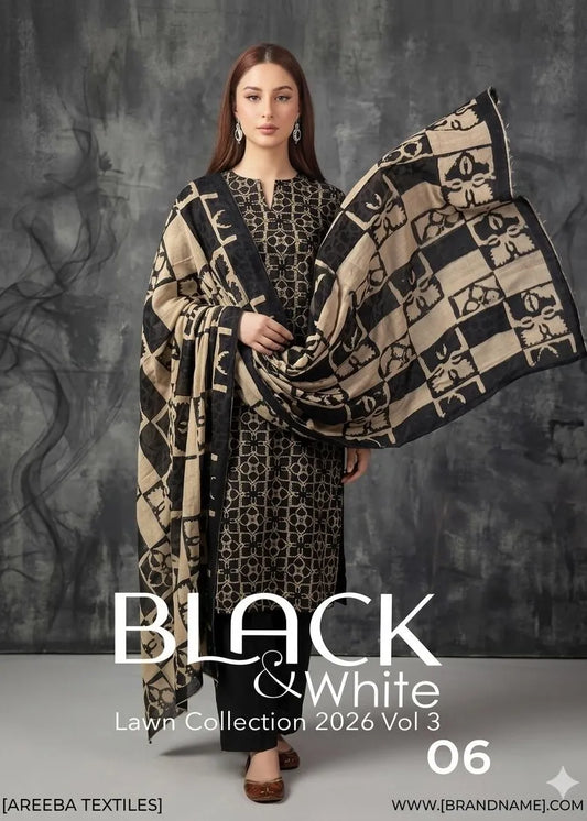 BLACK AND WHITE LAWN COLLECTION VOLUME 3 D-06