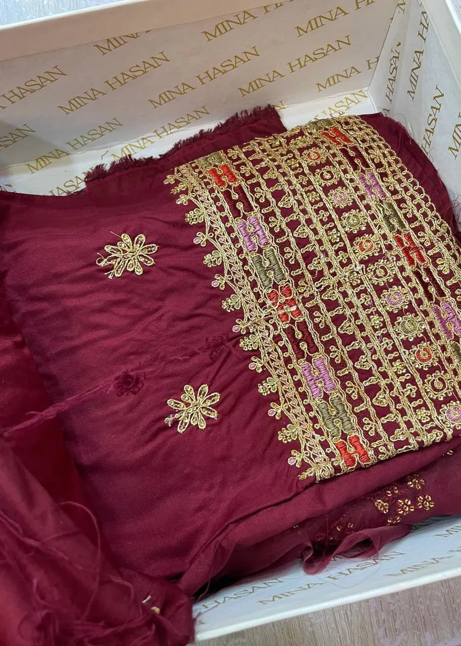 MINA HASAN LUXURY UNSTITCHED MAYA | ✅ 100% Original