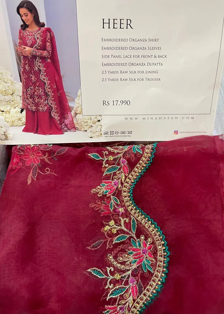 MINA HASAN LUXURY UNSTITCHED HEER | ✅ 100% Original